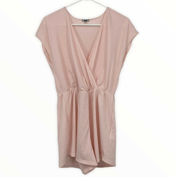 Ecote Romper Pink V Neck Ribbed Knit Surplice - Picture 6 of 11